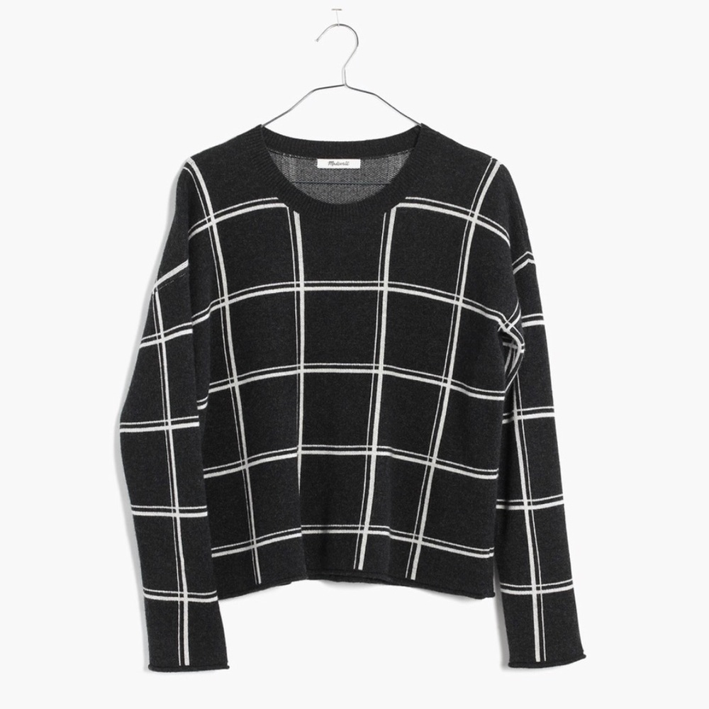 Madewell Black and White Plaid Sweater